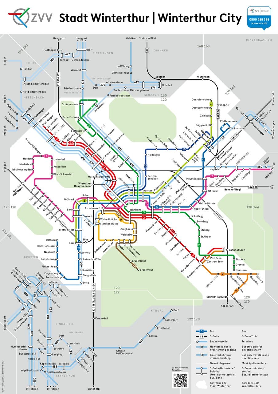 ZVV Liniennetz Winterthur – Anfahrt mit Bus und Bahn zur Craniosacraltherapie Praxis