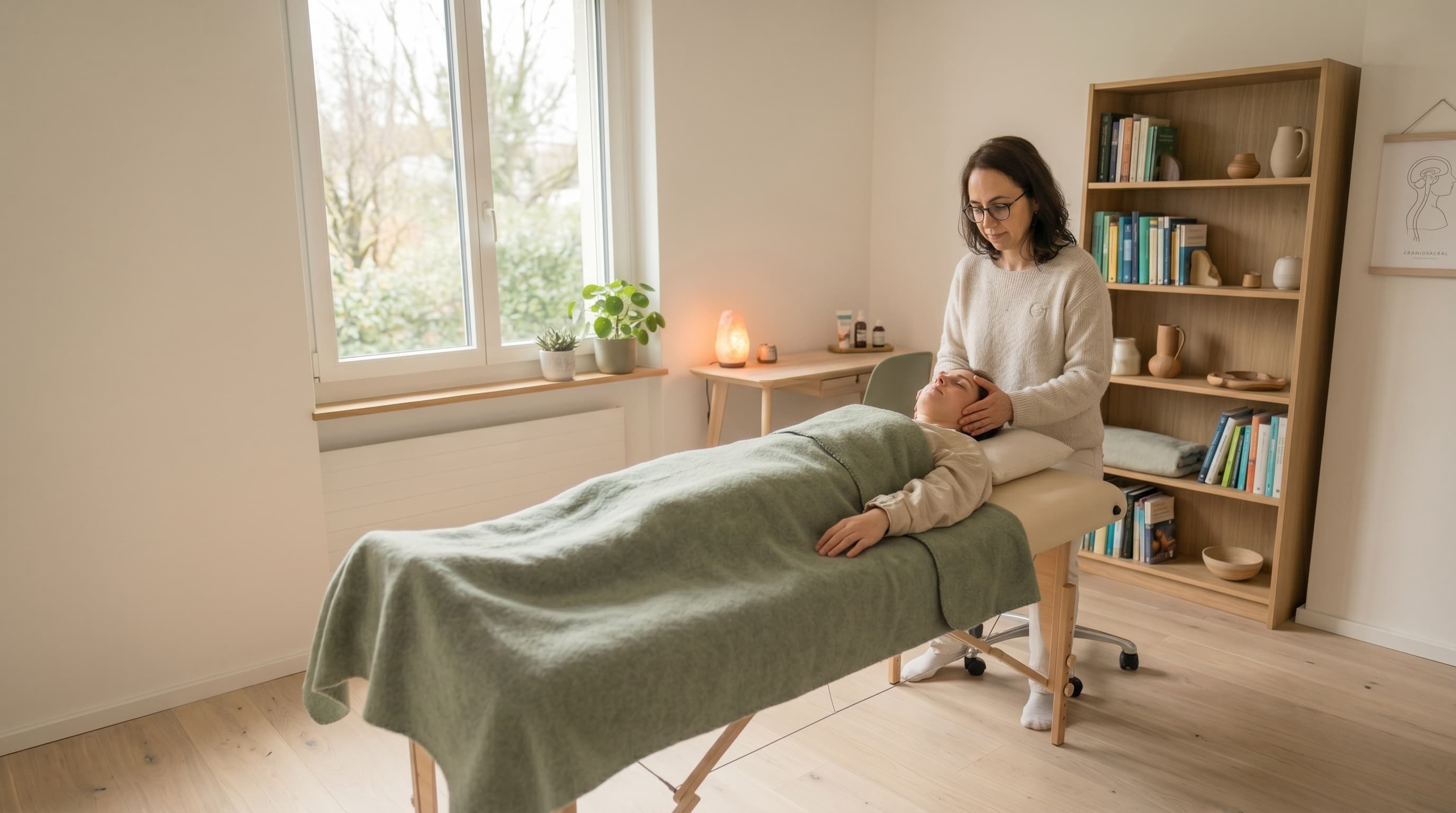 Maria Skortidis bei einer Craniosacral-Therapie-Sitzung in Winterthur